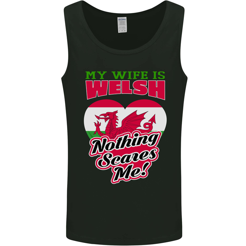 Nothing Scares Me My Wife is Welsh Wales Mens Vest Tank Top Black