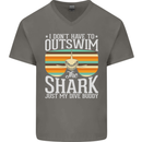 Outswim My Scuba Diving Buddy Funny Diver Mens V-Neck Cotton T-Shirt Charcoal