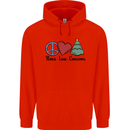 Peace Love Christmas Xmas Childrens Kids Hoodie Bright Red