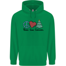 Peace Love Christmas Xmas Childrens Kids Hoodie Irish Green