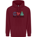 Peace Love Christmas Xmas Childrens Kids Hoodie Maroon