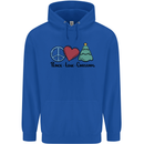 Peace Love Christmas Xmas Childrens Kids Hoodie Royal Blue