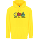 Peace Love Christmas Xmas Childrens Kids Hoodie Yellow