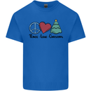 Peace Love Christmas Xmas Kids T-Shirt Childrens Royal Blue