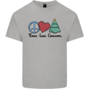 Peace Love Christmas Xmas Kids T-Shirt Childrens Sports Grey