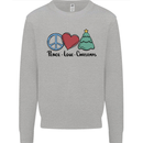 Peace Love Christmas Xmas Mens Sweatshirt Jumper Sports Grey