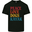 Peace Love Dogs Kayaking Funny Kayak Mens Cotton T-Shirt Tee Top Black