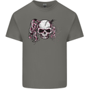 Pigtail Punk Rock Girl Skull Mens Cotton T-Shirt Tee Top Charcoal