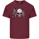 Pigtail Punk Rock Girl Skull Mens Cotton T-Shirt Tee Top Maroon