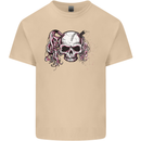 Pigtail Punk Rock Girl Skull Mens Cotton T-Shirt Tee Top Sand