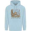 Pilates My Happy Hour Funny Yoga Sloth Mens 80% Cotton Hoodie Light Blue
