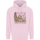 Pilates My Happy Hour Funny Yoga Sloth Mens 80% Cotton Hoodie Light Pink