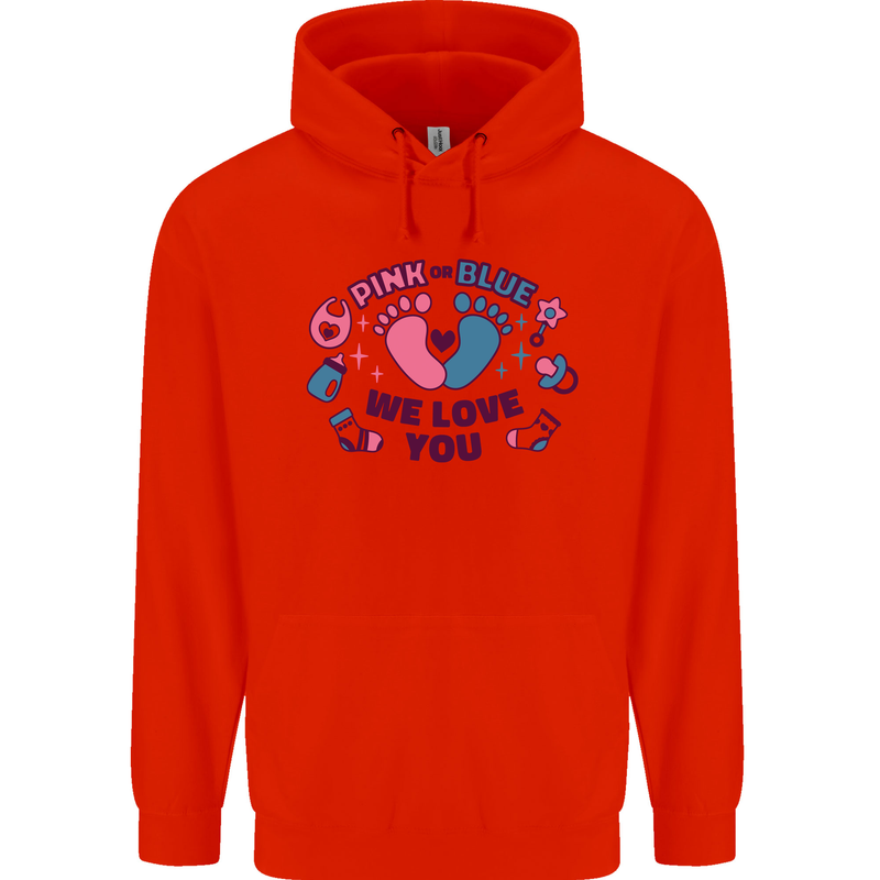 Pink or Blue New Baby Pregnancy Pregnant Childrens Kids Hoodie Bright Red