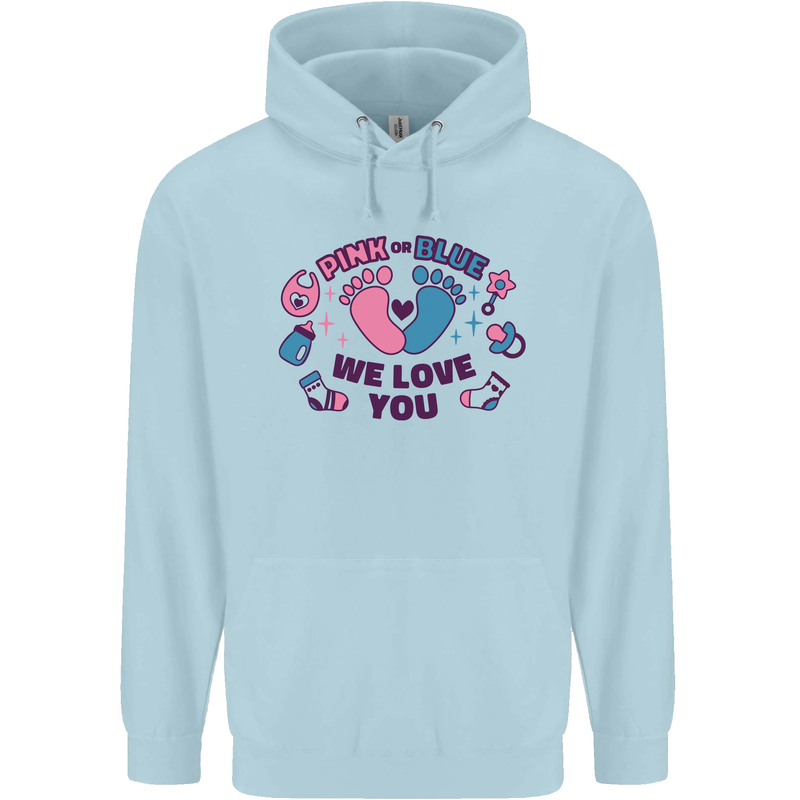 Pink or Blue New Baby Pregnancy Pregnant Childrens Kids Hoodie Light Blue