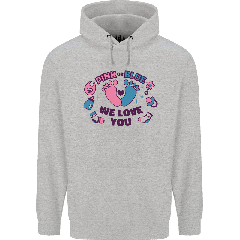 Pink or Blue New Baby Pregnancy Pregnant Childrens Kids Hoodie Sports Grey