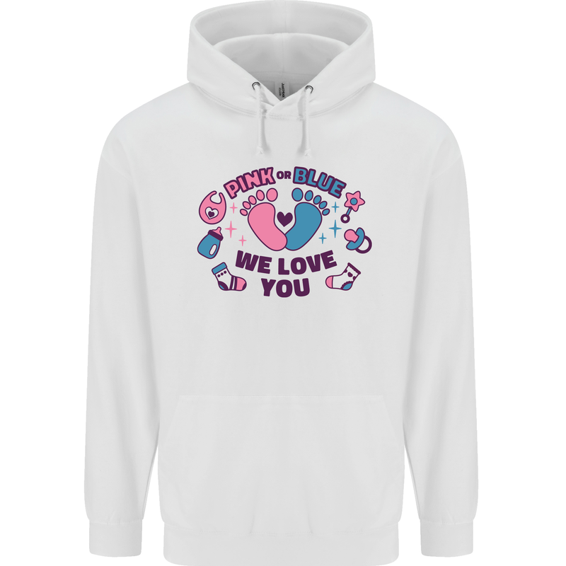 Pink or Blue New Baby Pregnancy Pregnant Childrens Kids Hoodie White
