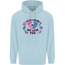 Pink or Blue New Baby Pregnancy Pregnant Mens 80% Cotton Hoodie Light Blue