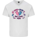 Pink or Blue New Baby Pregnancy Pregnant Mens V-Neck Cotton T-Shirt White