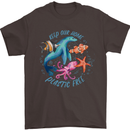 Plastic Free Climate Change Octopus Ocean Fish Mens T-Shirt 100% Cotton Dark Chocolate