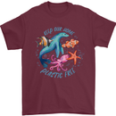 Plastic Free Climate Change Octopus Ocean Fish Mens T-Shirt 100% Cotton Maroon