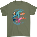 Plastic Free Climate Change Octopus Ocean Fish Mens T-Shirt 100% Cotton Military Green