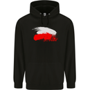 Poland Football Distressed Flag Childrens Kids Hoodie Black