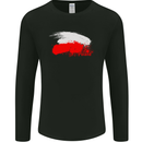 Poland Football Distressed Flag Mens Long Sleeve T-Shirt Black