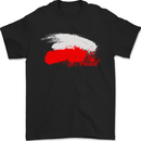 Poland Football Distressed Flag Mens T-Shirt 100% Cotton Black