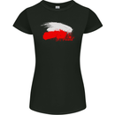 Poland Football Distressed Flag Womens Petite Cut T-Shirt Black