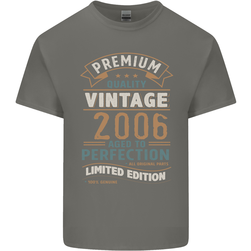 Premium Vintage 17th Birthday 2006 Mens Cotton T-Shirt Tee Top Charcoal