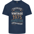 Premium Vintage 48th Birthday 1975 Mens Cotton T-Shirt Tee Top Navy Blue
