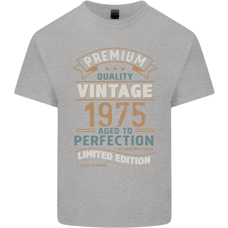 Premium Vintage 48th Birthday 1975 Mens Cotton T-Shirt Tee Top Sports Grey