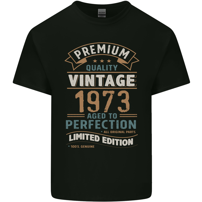 Premium Vintage 50th Birthday 1973 Mens Cotton T-Shirt Tee Top Black