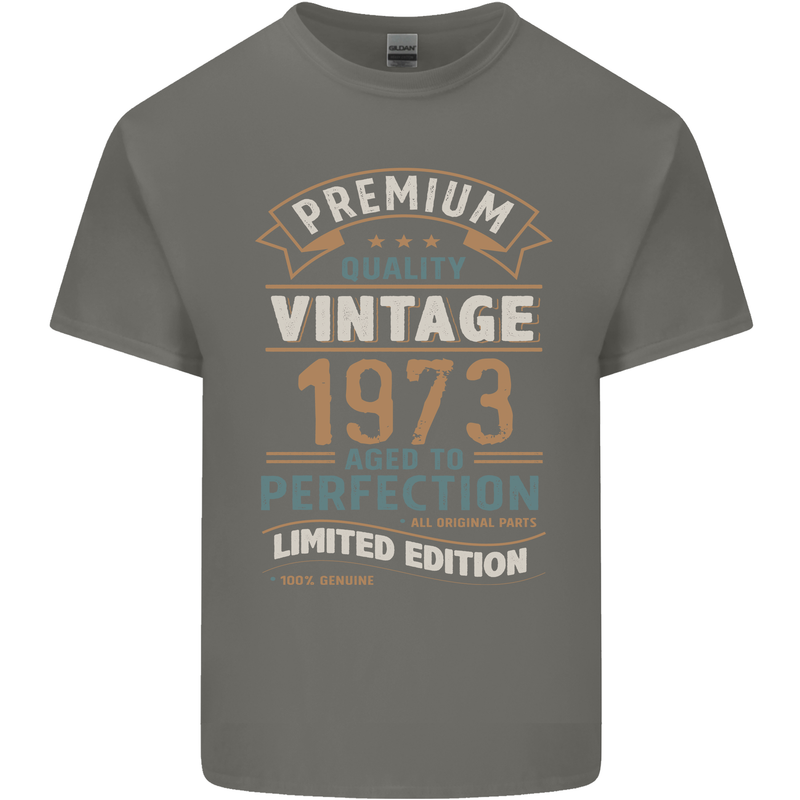 Premium Vintage 50th Birthday 1973 Mens Cotton T-Shirt Tee Top Charcoal