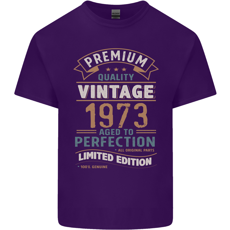 Premium Vintage 50th Birthday 1973 Mens Cotton T-Shirt Tee Top Purple
