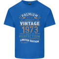 Premium Vintage 50th Birthday 1973 Mens Cotton T-Shirt Tee Top Royal Blue