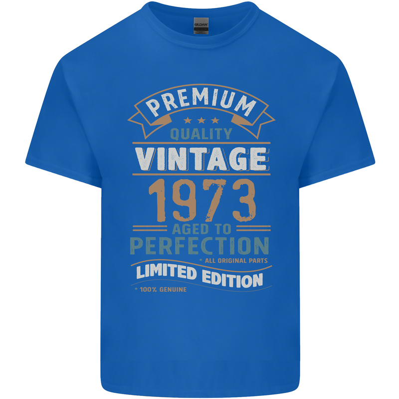 Premium Vintage 50th Birthday 1973 Mens Cotton T-Shirt Tee Top Royal Blue