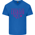 Proud to Be a Lesbian LGBT Gay Pride Day Mens V-Neck Cotton T-Shirt Royal Blue