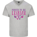 Proud to Be a Lesbian LGBT Gay Pride Day Mens V-Neck Cotton T-Shirt Sports Grey