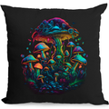 Psychedelic Magic Mushrooms Trippy LSD Mens Womens Kids Unisex Black Cushion Cover