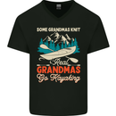 Real Grandmas Go Kayaking Funny Kayak Mens V-Neck Cotton T-Shirt Black