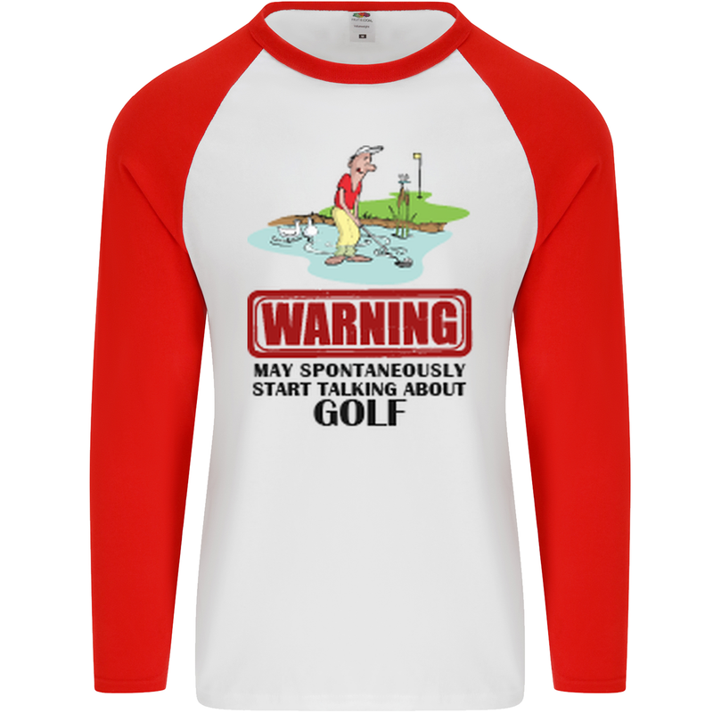 May Start Talking About Golf Funny Golfing Mens L/S Baseball T-Shirt White/Red