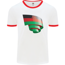 Curled Malawi Flag Malawian Day Football Mens Ringer T-Shirt White/Red