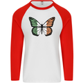 Irish Butterfly Ireland Ire Mens L/S Baseball T-Shirt White/Red