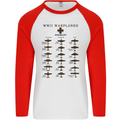 German War Planes WWII Fighters Aircraft Mens L/S Baseball T-Shirt White/Red