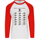 German War Planes WWII Fighters Aircraft Mens L/S Baseball T-Shirt White/Red