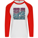 Super Mum Wife Teacher Mens L/S Baseball T-Shirt White/Red