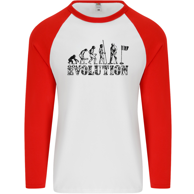 Evolution of a Golfer Funny Golf Golfing Mens L/S Baseball T-Shirt White/Red