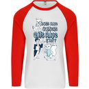 Dogs Have Owners Cats Have Staff Funny Mens L/S Baseball T-Shirt White/Red