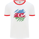 Torn Azerbaijan Flag Azerbaijani Day Football Mens Ringer T-Shirt White/Red